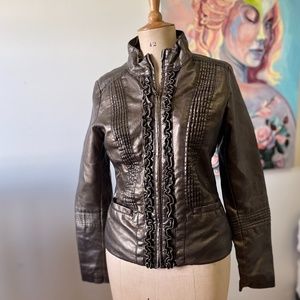 Ruffled leather jacket